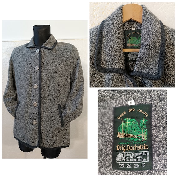 Gray Wool Cardigan women, Trachten wool jacket, v… - image 1