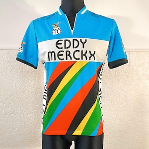 Vintage Cycling Jersey short sleeve, Eddy Merckx jersey, colorblock Large