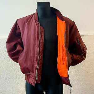 Red Bomber Jacket MA1 Flight Coat - Military Aviator Style - Small US Army Granate Outerwear