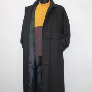 Wollmantel Damen Tartan, Bayrischer Loden, Österreichischer Loden, Schwarzer Wollmantel KOLBY, 80er Vintage Tiroler Loden, Winter Overcoat Größe Groß Bild 9