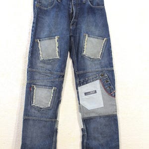 Jeans patchwork da uomo in denim: pantaloni cargo multitasche larghi Y2K streetwear