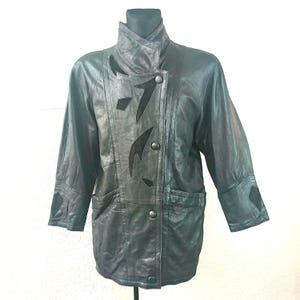 patchwork leather coat: Black Sheepskin, Long Trench, Vintage Style, Women’s Outerwear