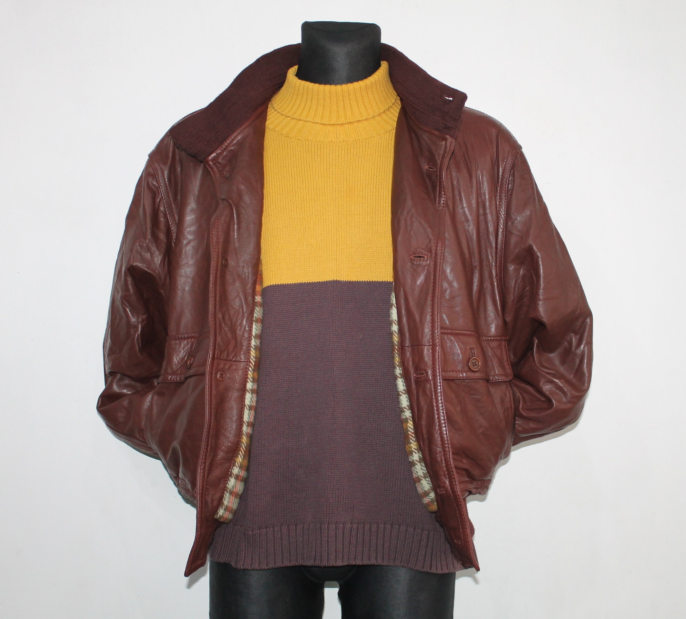 Boss brown leather jacket Clearance