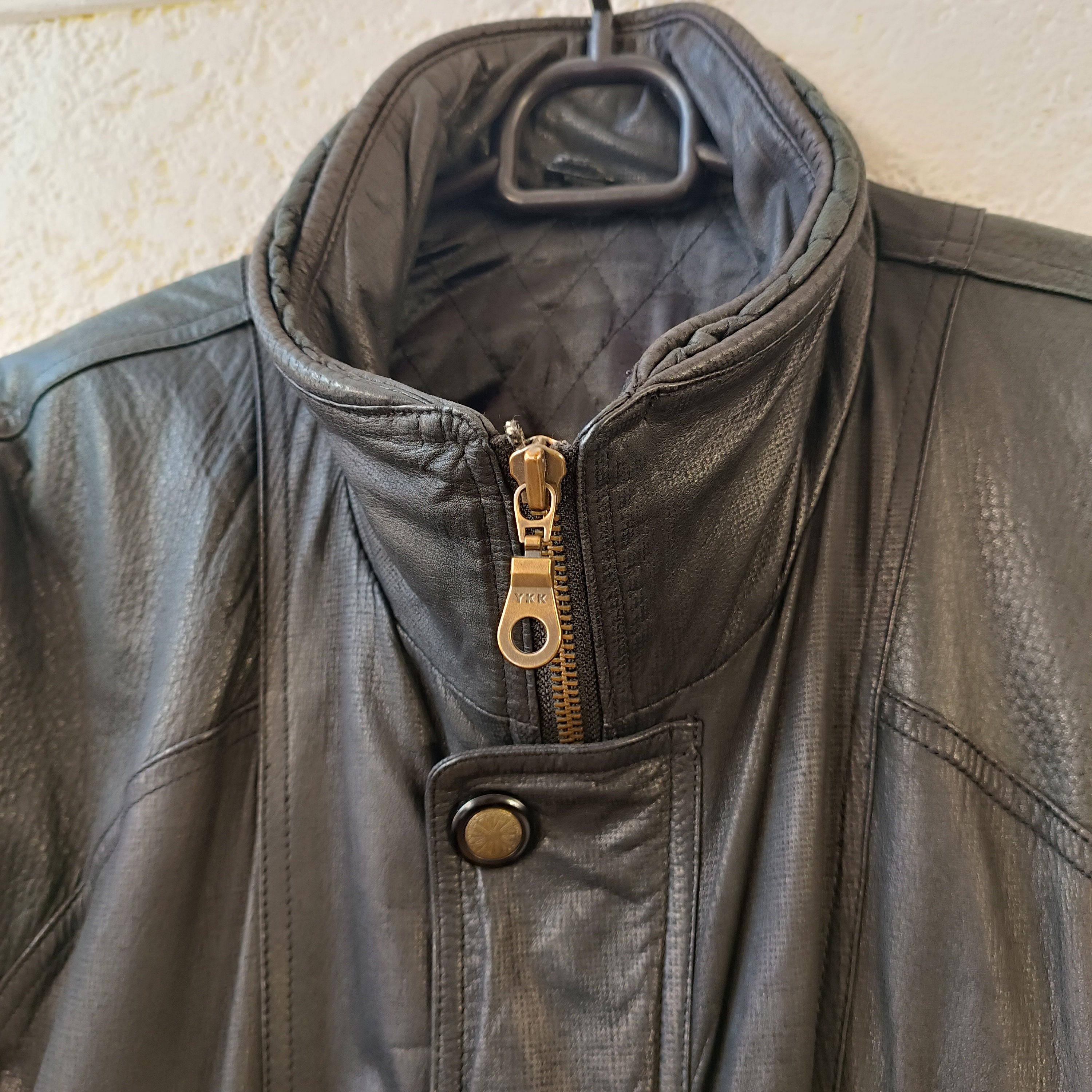 ジャケット・アウター 80's vintage leather long hoodie coat Vintage 80s Black Leather Trench Coat for Men Large Size - Etsy