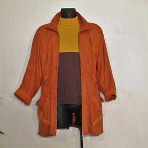 manteau en peau de mouton vintage, veste en peau de mouton, veste en cuir orange femme, cuir souple vintage, veste en peau d’agneau, veste en cuir d’agneau Taille L