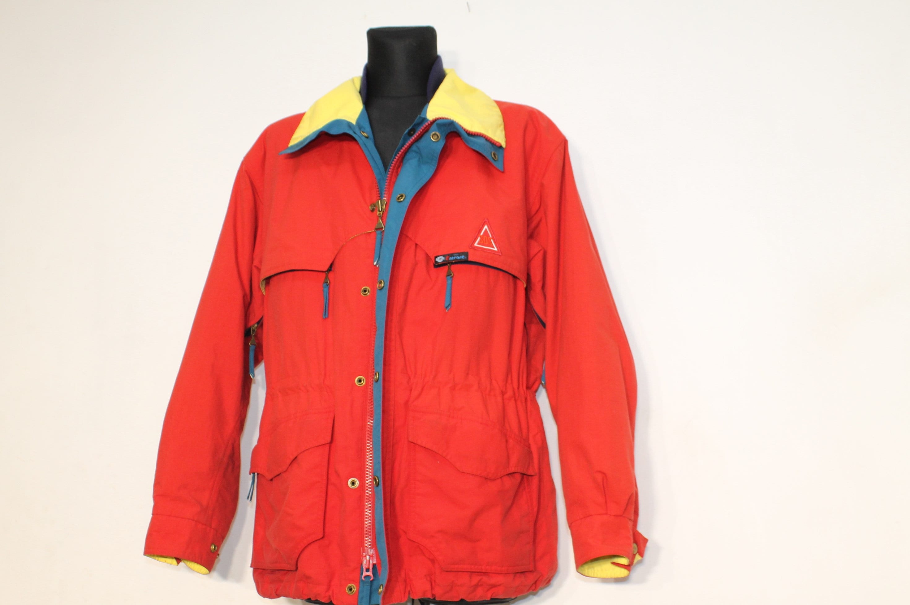 Ski Jacket Vintage Men / Jacket 90s Vintage SOS Jacket / Red Ski Jacket /  Windbreaker jacket vintage / Outdoor Jacket / Raincoat Size Large