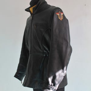 Motorcycle Jacket Women Vintage Cow Leather Black Cafe Racer Size 42 Large