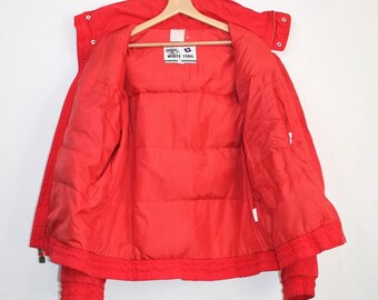 スキージャケット レトロ 80年代 レッド ホワイト スタッグ パファー