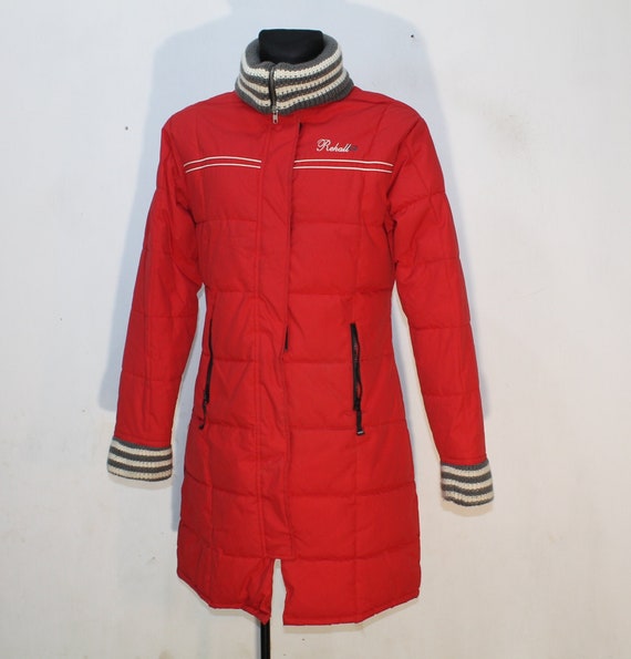 Padded Coat Vintage Women Rehall Red Quilted Parka Ski Jacket