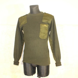 Hunter Jumper Green Olive Wool Sweater: Medium Size Commando Style for Shooting