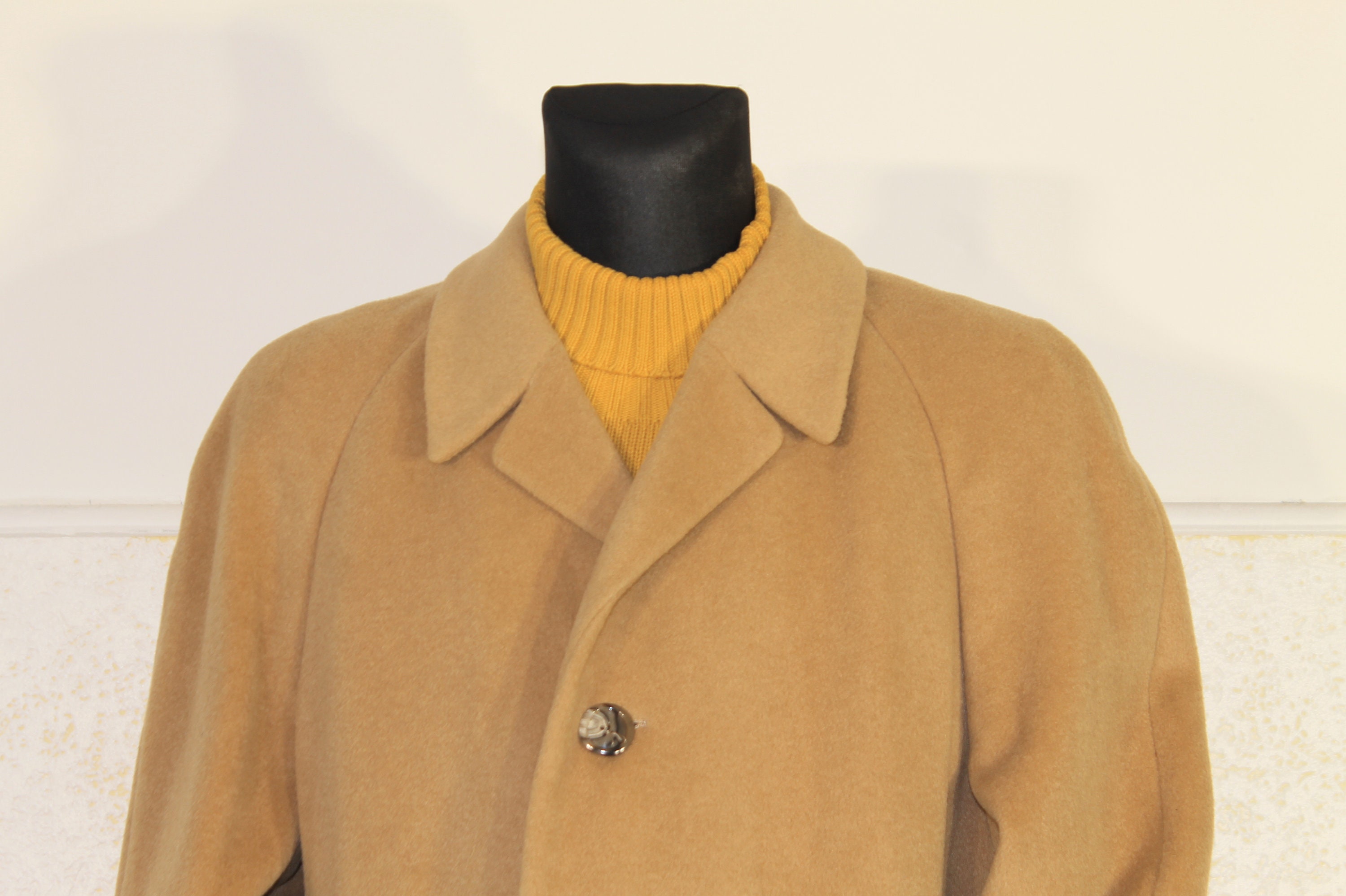 Men’s Camel Brown Wool Top Coat – Classic Long Overcoat for Formal and Casual Wear in rust copper