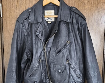Punk Rock Jas, 80s Vintage Leren Jas, Motorjas, Zwarte Leren Jas, Korte Jas Heren Medium Maat