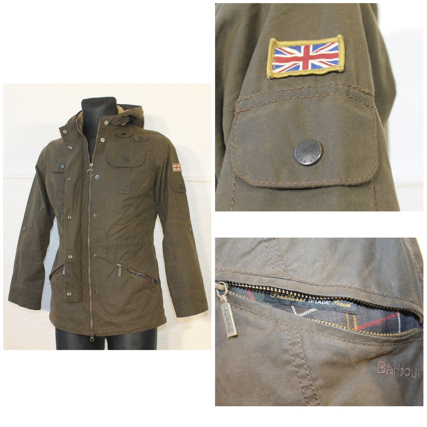 BARBOUR Waxed Cotton Jacket Union Jack Jacket Brown Original Etsy
