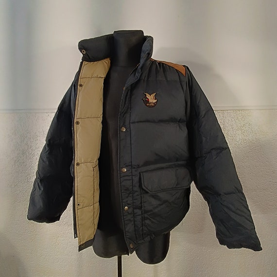Chevignon puffer jacket Black bomber jacket down jacket Padded jacket vintage Chevignon jacket winter jacket Hooded jacket Size Medium