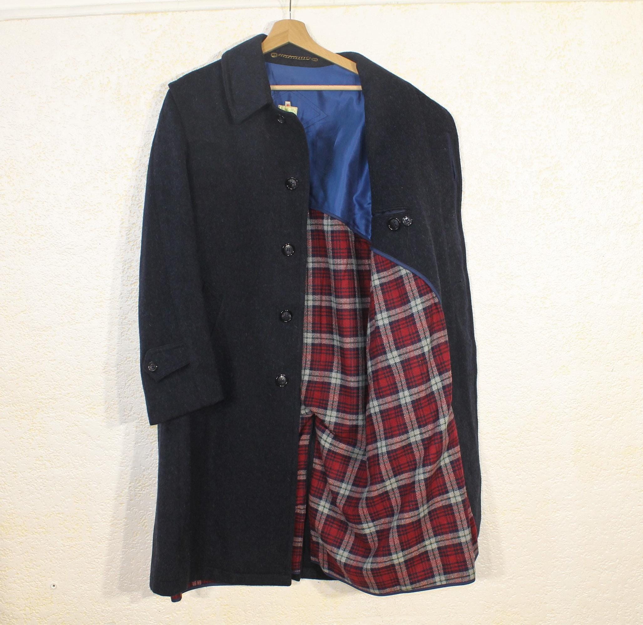Loden Coat, Vintage Navy Coat, Wool Coat, Overcoat Men