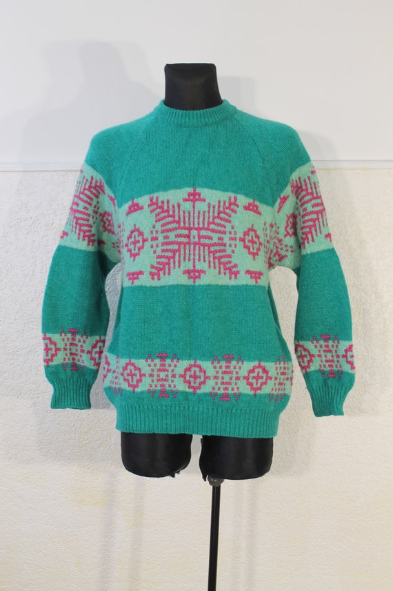 Vintage Norwegian wool Jumper, Fair Isle jumper, … - image 7