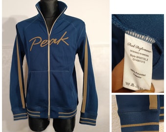 Navy Peak Performance Jacket, Y2K Jacket, tracksuit, Outerwear Sweatshirt, Retro Sweatshirt, Navy Sweatshirt Men, Euro Cup Jacket Size Large