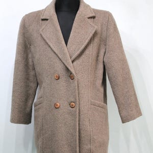 Vintage Double Breasted Llama Wool Winter Coat | French Damart | Women&#39;s Large Brown Outerwear