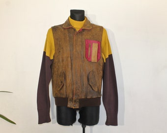 Mens Distressed Vest, Vintage Leather Vest, Motorcycle vest, Tan brown vest, Motorcycle Leather vest, leather waistcoat, vest Size Large