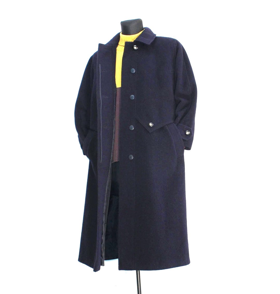 Wool Coat Navy 80s Loden: Vintage Tyroler Medium Gothic Winter