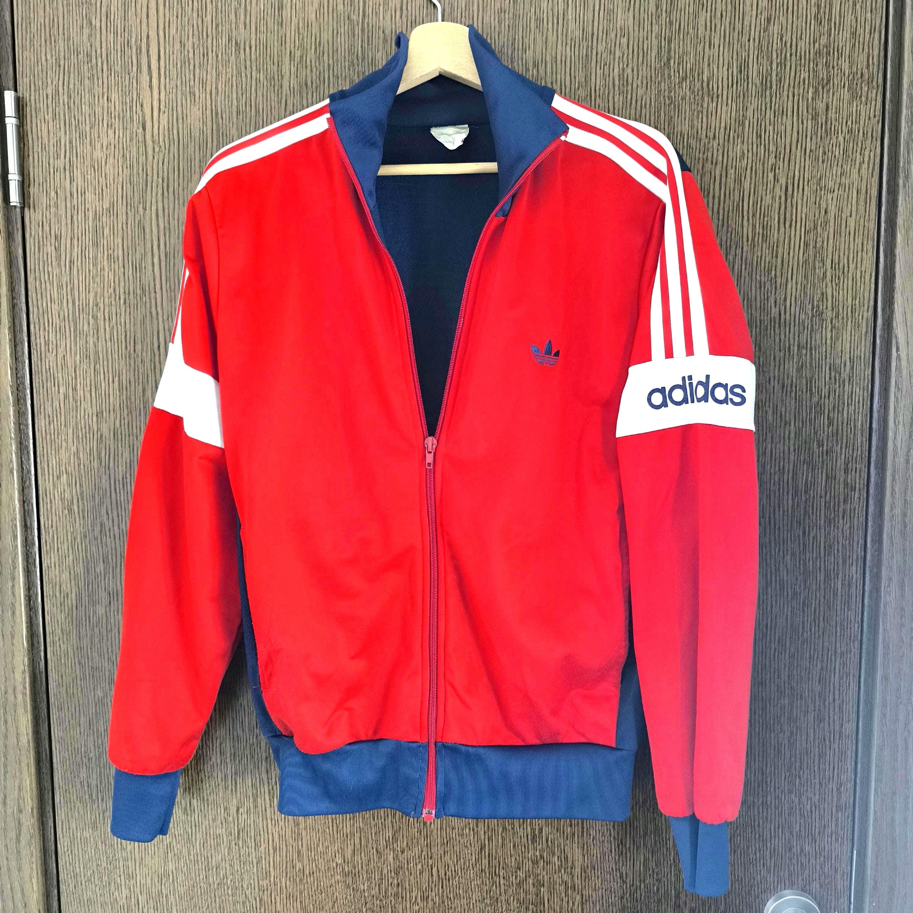 Adidas Track Jacket - 70s Retro Red and Blue Zip-up Athletic Wear 