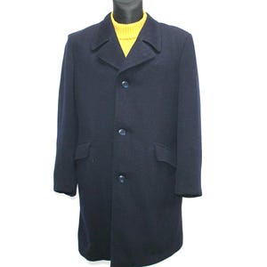 Vintage 80s Turo Finnish Men&#39;s Navy Wool Overcoat with Paisley Liner - Large Winter Coat