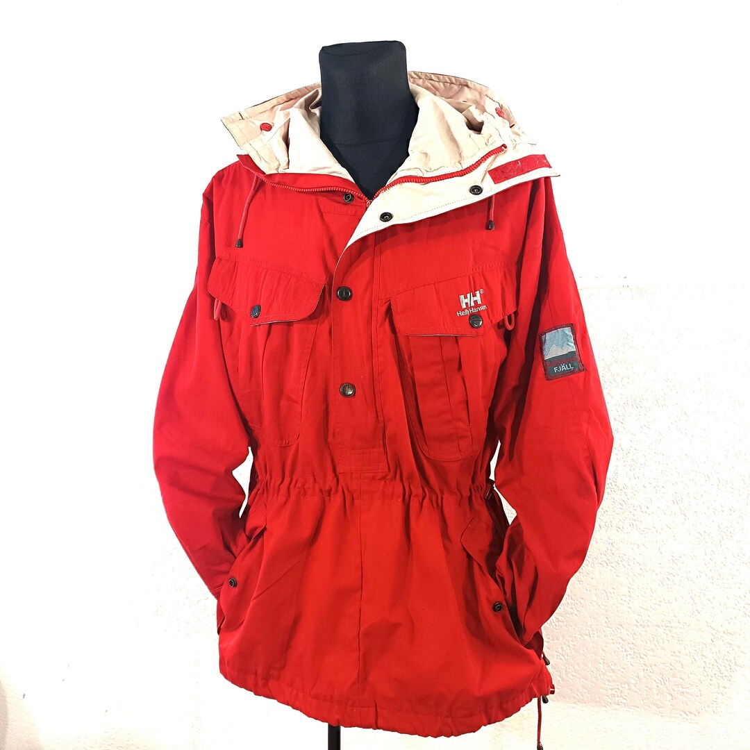 Helly Hansen Jacket: Red Hooded Vintage Windstopper Half Zip 