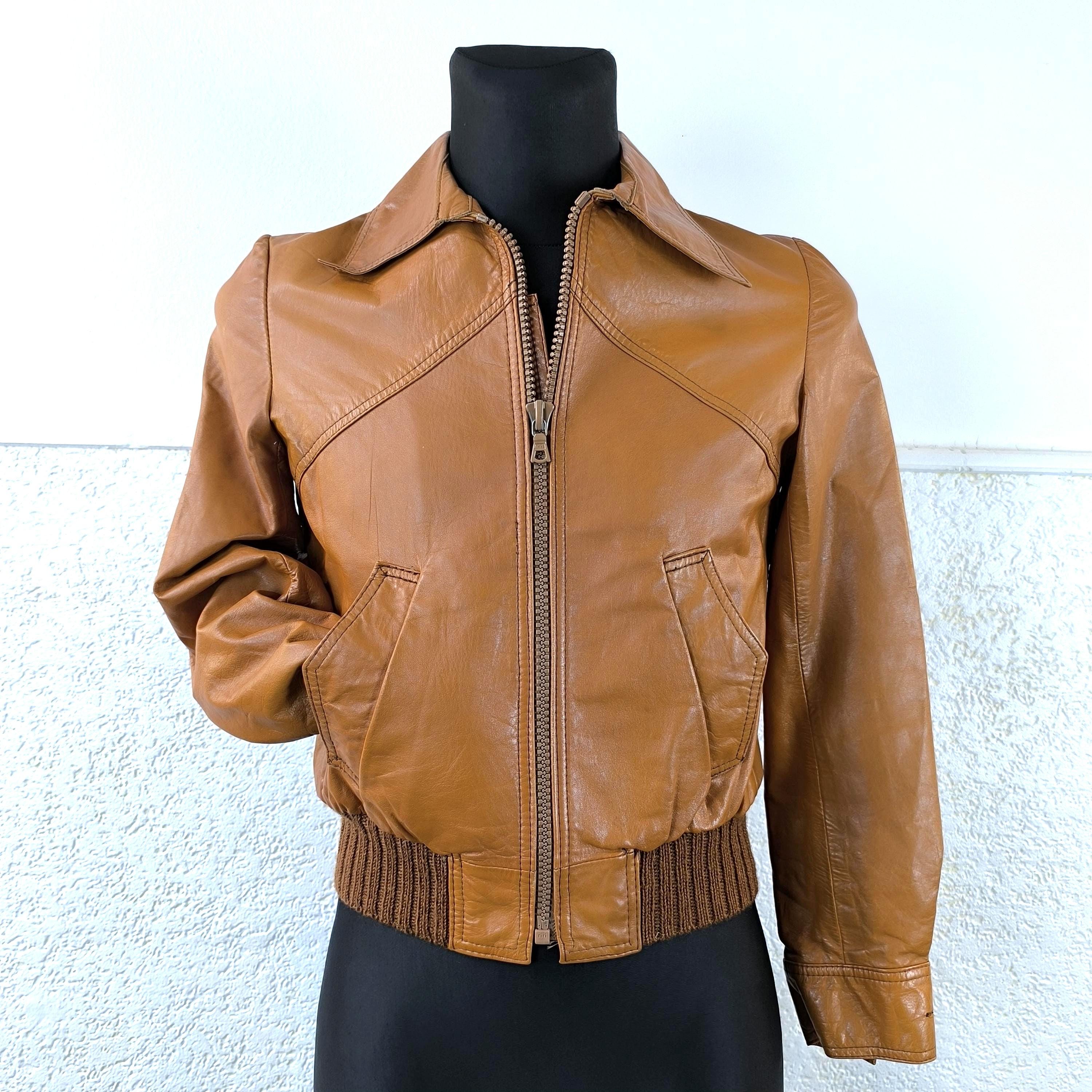 Tan Leather Jacket, Cropped Jacket, Short Leather Jacket, Brown