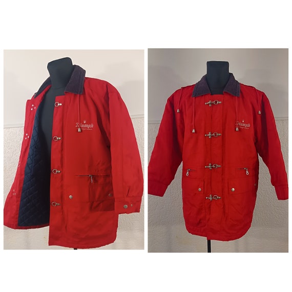 Fireman Clasp Coat, Red Raincoat Men, Triumph Jacket, 4