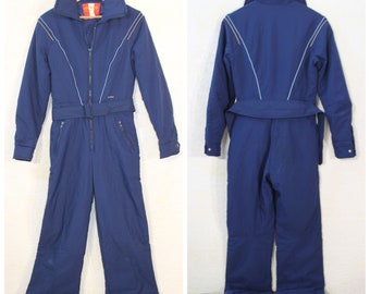 Vintage Ski Suit, 70s Two Piece Snow Jumpsuit, Retro Winter Sports, Size Small Vintage Retro Sport Suit, Two Piece Tracksuit, skiing suit