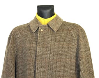 Vintage Salko Coat Wool Overcoat Tan Brown Stripe: Loden Men's Large Winter