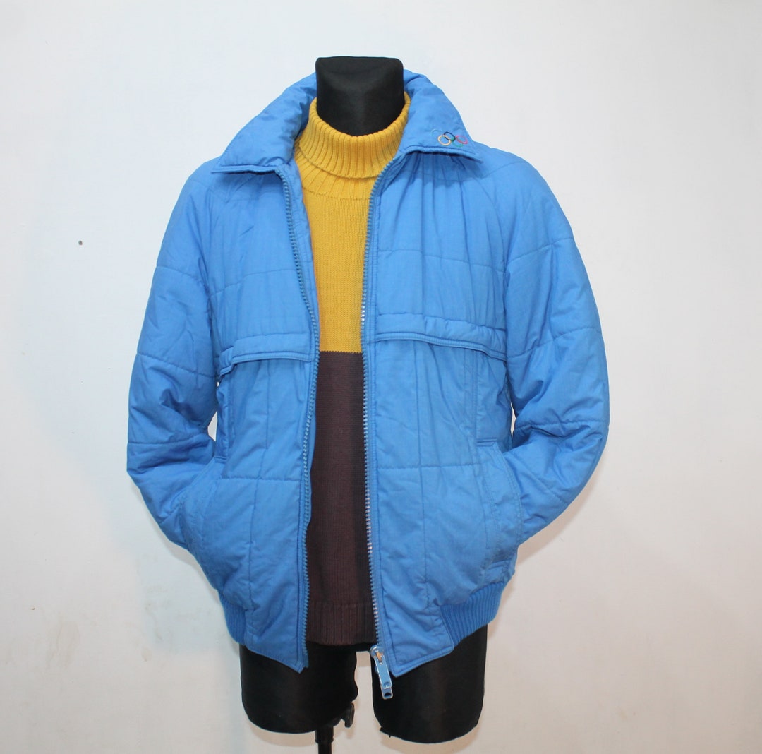 Ski Jacket Padded Jacket Vintage Navy 70s BUTIKEN Finnish OLIMPIC GAMES