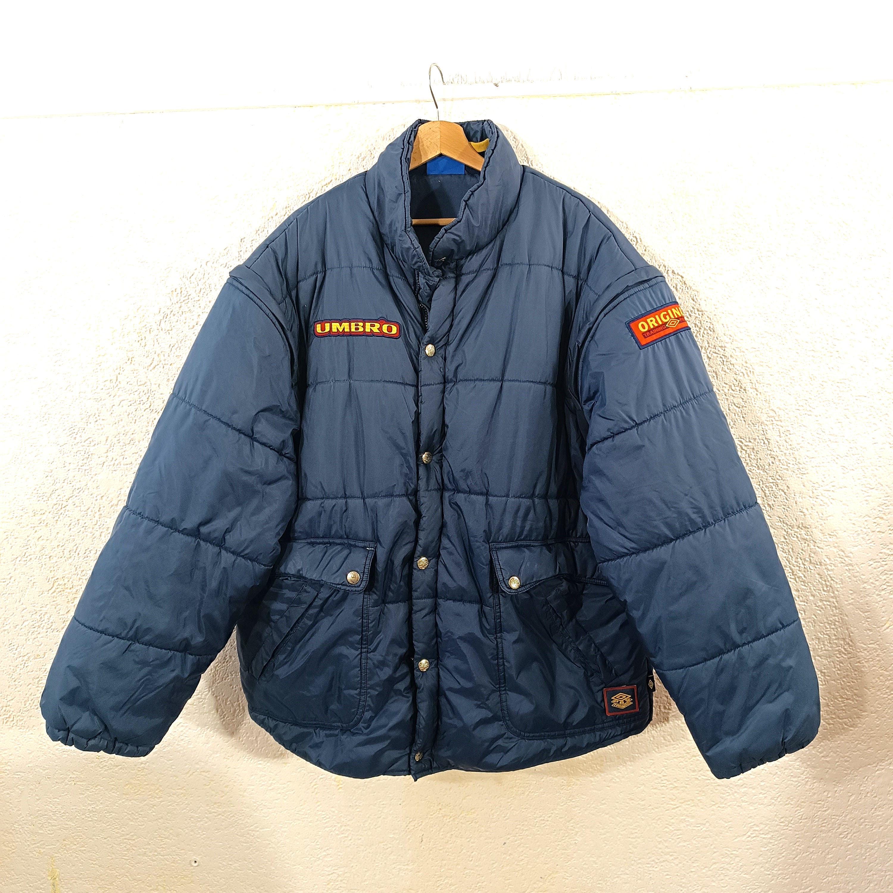 Veste Umbro Homme Vintage Années 90 - Taille S Bleu Sarcelle - Coupe Oversize Rembourrée - Occasion Très Bon État