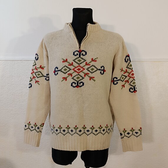 Vintage Norwegian wool Cardigan, Fair Isle jumper… - image 4