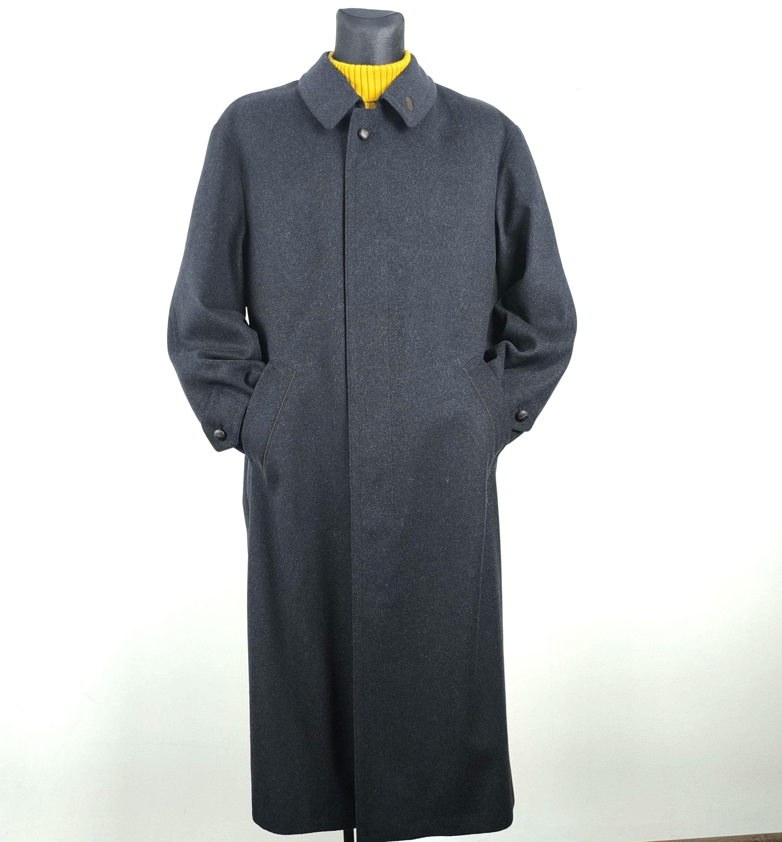 Vintage 80s Men's Charcoal Wool Alpen Loden Overcoat | Minimalist