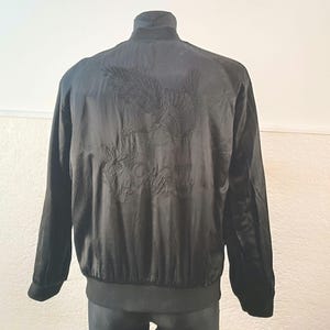 Reversible Sukajan Japanese-Inspired Embroidered Eagle Bomber Jacket - Black Kyoto Style Sweatshirt (Size M)