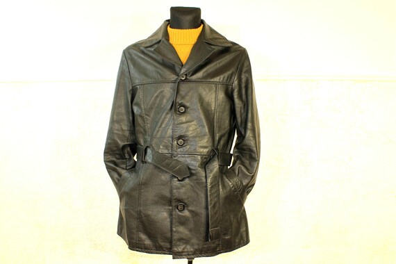 Detective Coat, Leather Trench Coat, Belted Leather Jacket