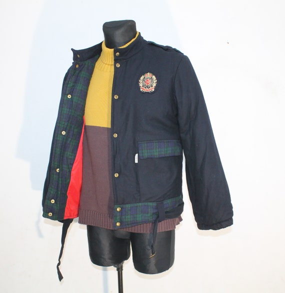 80s Vintage Womens Varsity Wool Belted Jacket Coa… - image 1