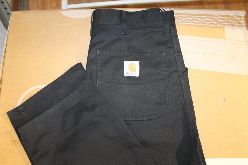 Carhartt Pants Black Denim: Vintage Men's 34x34 Basic Trousers