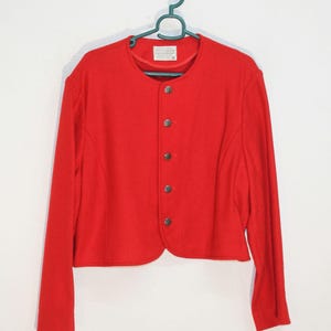 Red Wool Jacket Pendleton Cropped 70s Vintage Women’s Medium Made in USA
