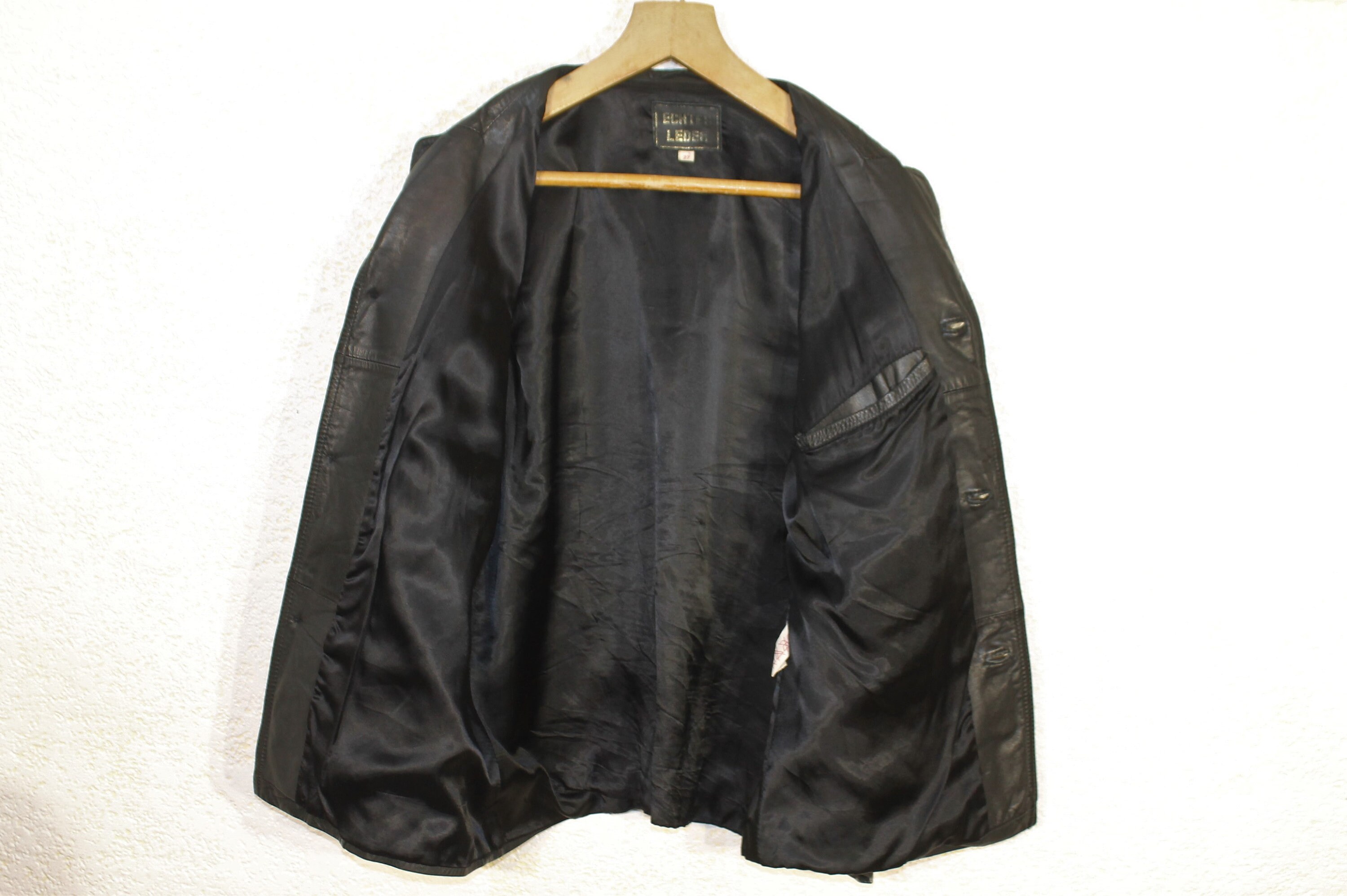 Vintage Leather Jacket, Black Leather Jacket, 70s Leather Jacket Men, Detective Jacket