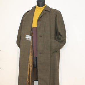 Trenchcoat für Herren, braun, Wolle/Polyester, Vintage-Stil der 80er Jahre, gestepptes Futter, Größe L