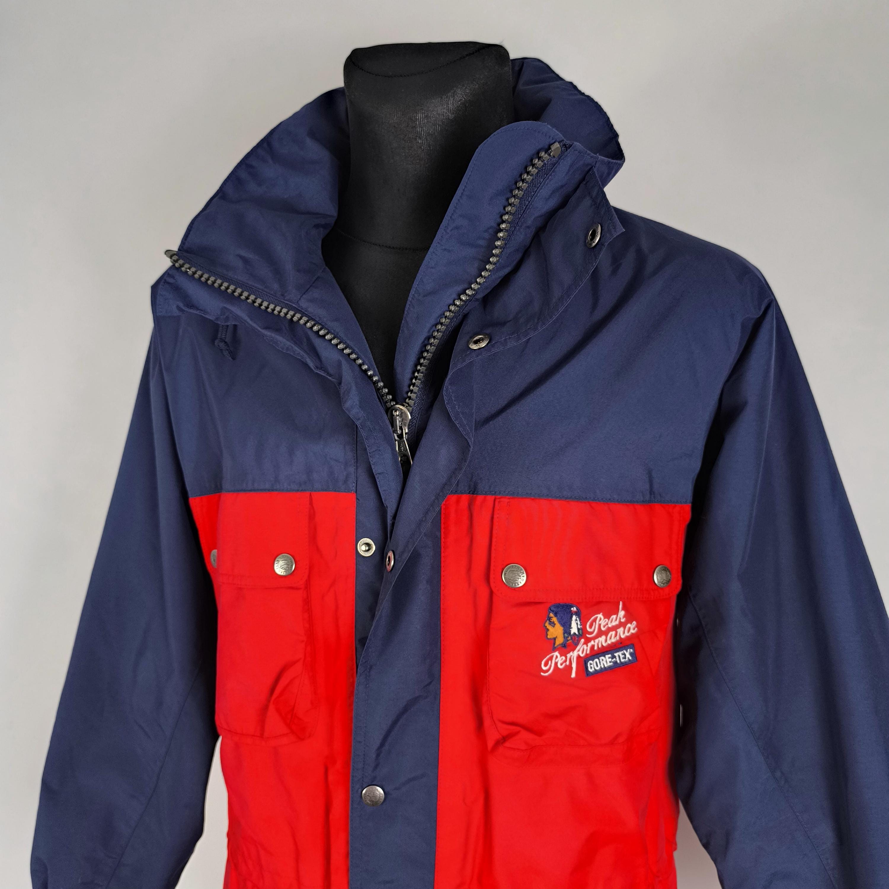 Vintage 80s Men's Goretex Blue Red Ski Jacket - Full Zip Vintage 80s Men's Goretex Blue Red Ski Jacket - Full Zip
