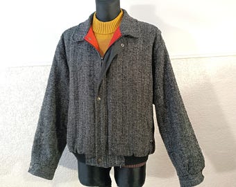 Vintage 90s Harris Tweed Wool Bomber Jacket - Etsy Vintage 90s Harris Tweed Wool Bomber Jacket - Etsy