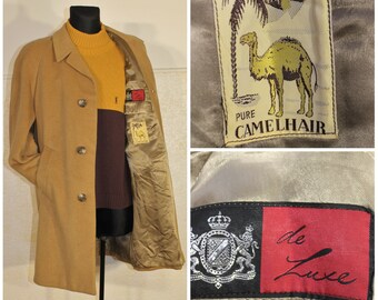 Vintage Kamel Haarmantel Herren, Wintermantel, Brauner Mantel, Wollmantel, Camel Mantel Herren, Warmer Mantel Vintage, Minimalistischer Mantel Männer Größe Medium