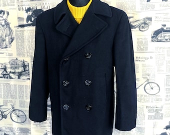Small 40s US Navy Peacoat / Navy Blue Wool Overcoat 1940s WW2 - Etsy