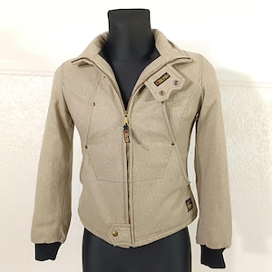 Italian Jacket Richlu Goose Down Puffer Jacket - Unisex XS Brown Bomber Style Short Padded Funky Coat