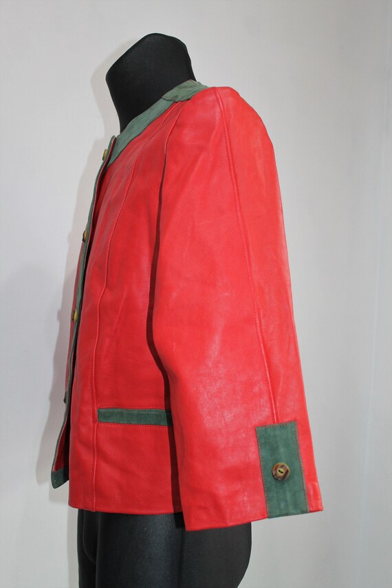 Red Leather Jacket Vintage Women, 80s Vintage Rea… - image 10