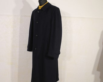 Loden Wool Coat Men / winter Coat, Loden / Wool Overcoat / 90s Vintage Coat / Minimalist coat / Maxi coat / Navy coat, Gift for him Large