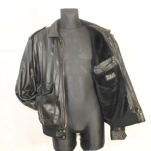 Vintage Black Leather Flight Jacket - Etsy Vintage Black Leather Flight Jacket - Etsy